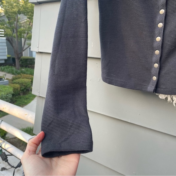 SOLD Maeve Anthropologie Ribbed Snap Up stretchy long sleeve can off the - Picture 12 of 15